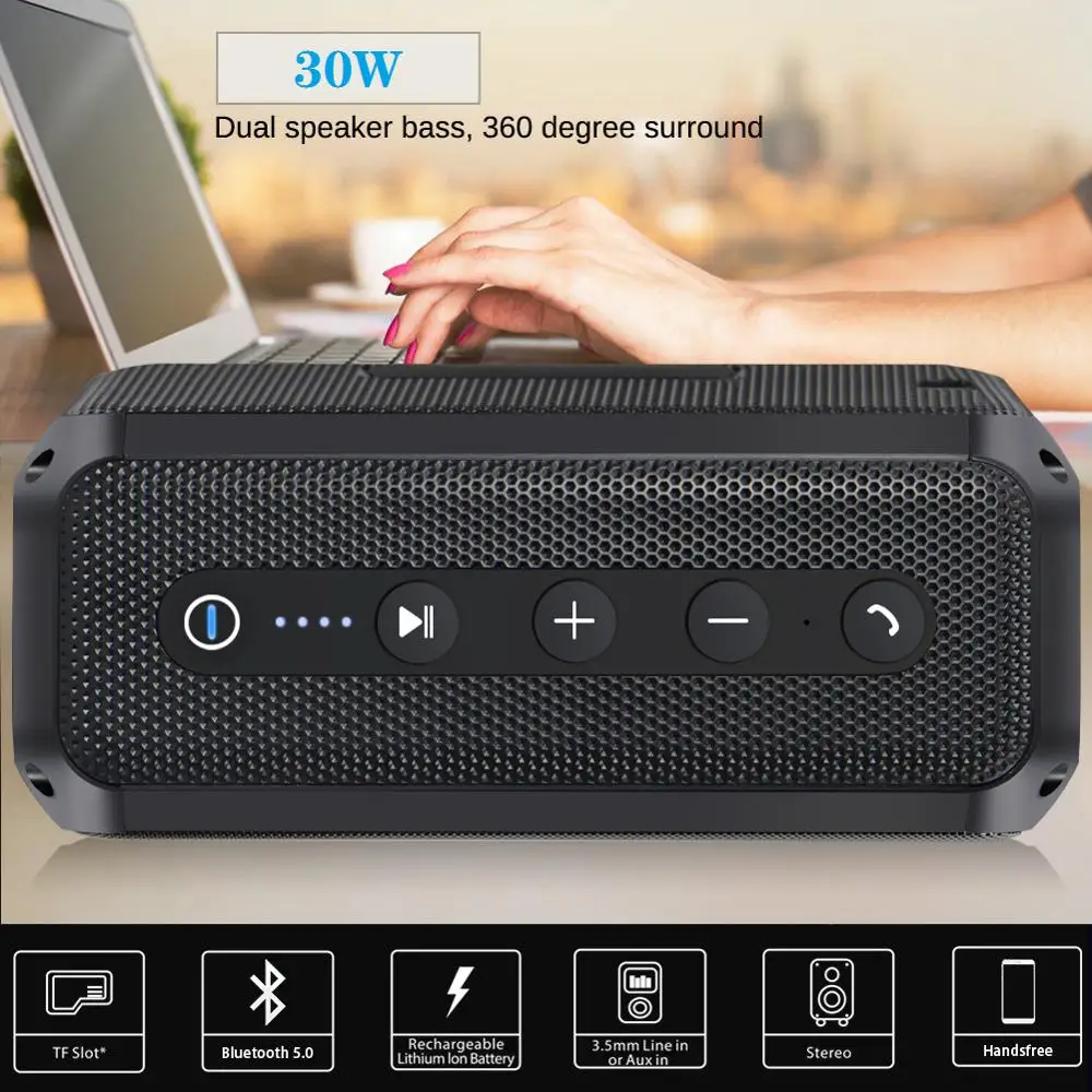Bluetooth Колонка TOPROAD 30 Вт IPX5 портативная водонепроницаемая|Портативные колонки| |