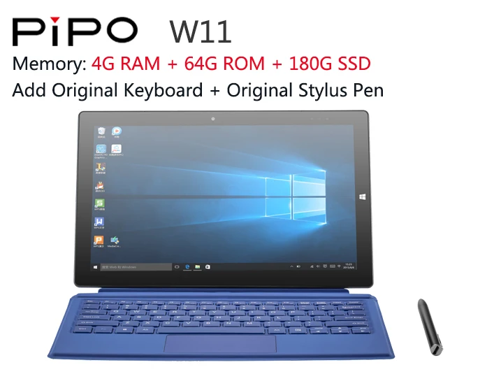 Pipo W11 11,6 дюймов ips 1920*1080 2 в 1 планшетный ПК cecon N4100 четырехъядерный Win10 4G ram 64G rom 180G SSD HDMI BT 4,2 Две камеры - Комплект: 4G 64G 180G SSD