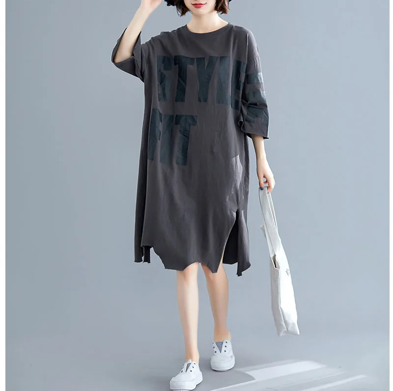 NYFS новое летнее платье с буквенным принтом длинное платье vestidos robe Elbise свободное винтажное женское платье