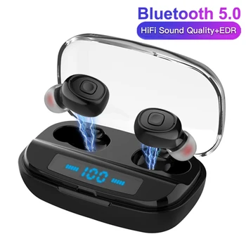 

LED Power Display TWS Bluetooth Earphones 5.0+EDR Wireless 6D Sorround Stereo HIFI Bass Sport Waterproof Charging Box Headphones