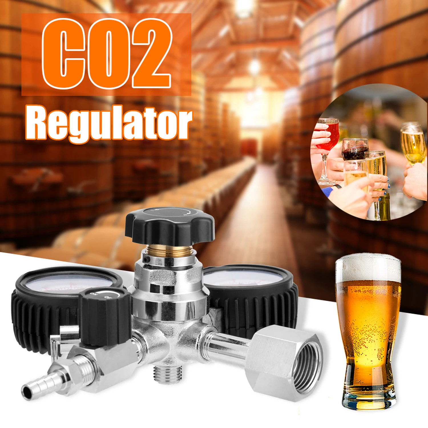 맥주 CO2 케그 레귤레이터 안전 압력 릴리프 밸브 0-3000 PSI 탱크 압력
