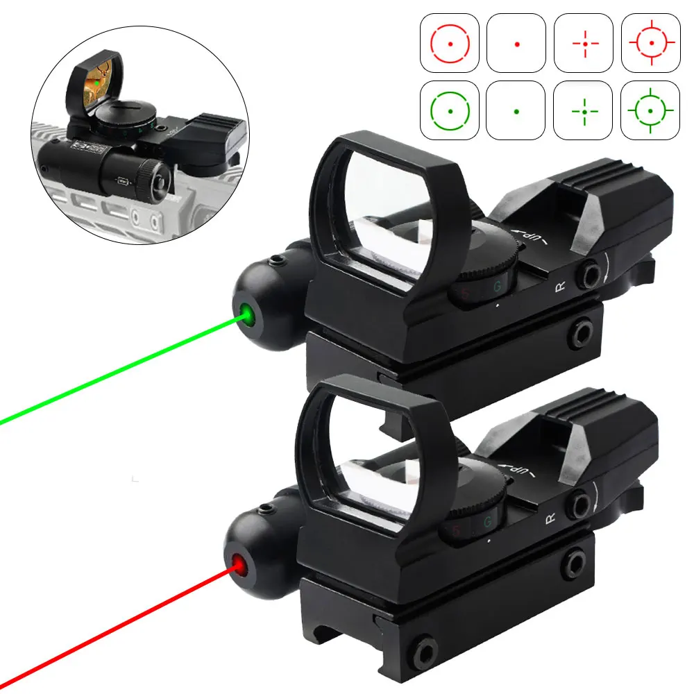 Tactical Red Dot Laser Sight Scope Dual Rail for Hunting Rifle 20mm Rail Mount 