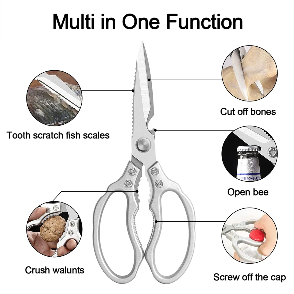 Stainless Steel Kitchen Scissors Food Scissors Poultry Shears Multi-purpose  Sharp Meat Cutting Scissors For Home Use Bbq