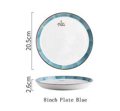 Blue Plate A Звездное фарфоровая ужинная тарелка 8/10 дюймов круглые блюда и тарелки наборы и других десертов с стейка набор посуды для дома Керамика посуда тарелки - Цвет: Blue Plate A