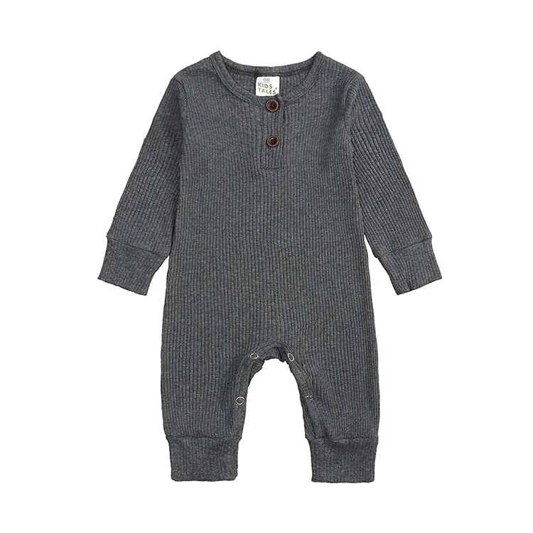 Baby Boy Romper Long Sleeve Knitted Ribbed Baby Clothes Girl Rompers Solid Color Toddler Romper Infant Clothing 0-24 Months Warm Baby Bodysuits 