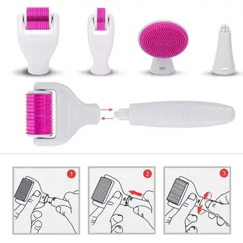 

6 in 1Derma Roller Microneedle Kit for Body and Face -Titanium Tool for Massage,Cream Absorption and Ultimate Glow-Microneedling