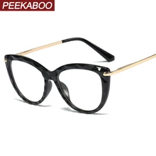 Peekaboo tr90, женские очки по рецепту, женские, кошачий глаз, половина металла, золотые, черные, прозрачные очки, Женская оправа, прозрачные линзы