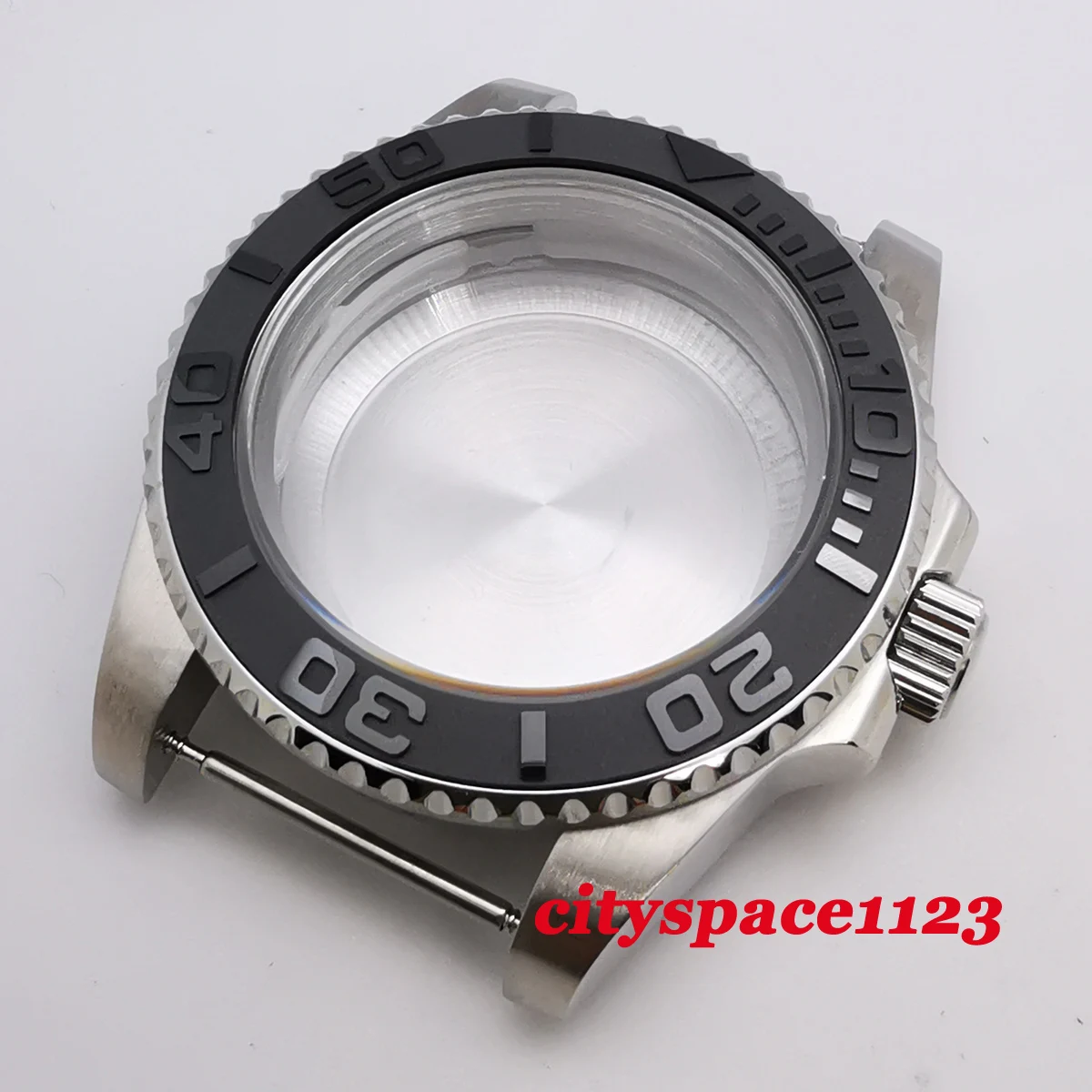 40mm Ceramic Waterproof Watch Case Sapphire Crystal Steel Cases fit