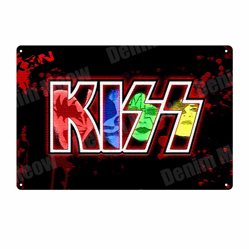 I Kiss Band табличка винтажная металлическая жестяная вывеска домашний бар Паб Клуб декоративные металлические тарелки музыка рок наклейки на стену железный Арт плакат MN5 - Цвет: I
