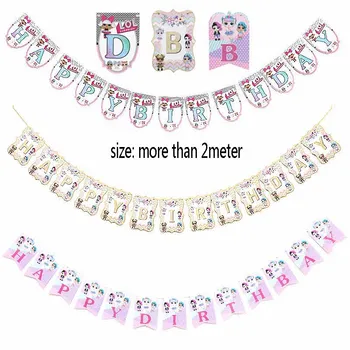 

Original LOL surprise dolls birthday party themes Pull flag 3 styles action toys Decoration Supplies Activity Event Kids Gifts