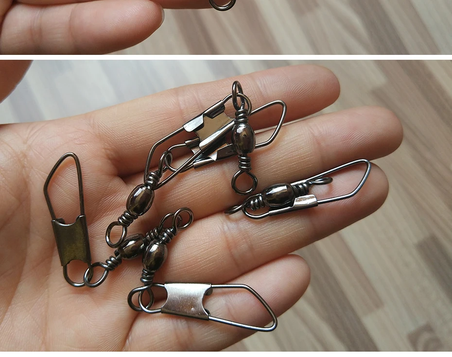 10/20-pieces Swivel Fishing Hook Swivels Snap Barrel Swivels with Safety Snap#16-#5/0 Stainless Steel Sea Fishing Connector