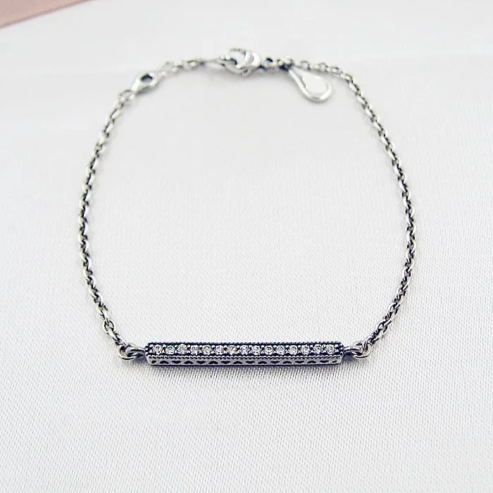 925 пробы серебряный браслет сердце любовь с кубическим цирконием звено цепи браслет подходит для женщин бисера Шарм Diy ювелирные изделия