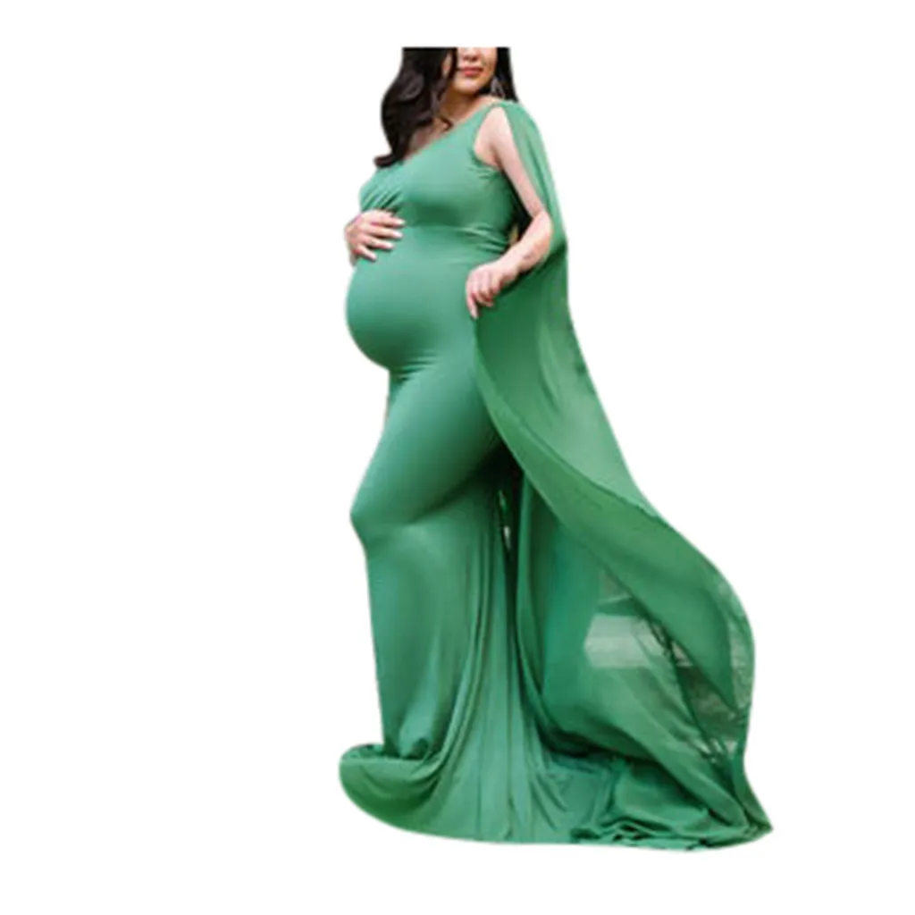 Женский реквизит для фотосъемки, vestidos baby shower, без рукавов, Швабра для пола, для беременных, однотонное платье, roupa gestante fotografia# y2 - Цвет: Зеленый