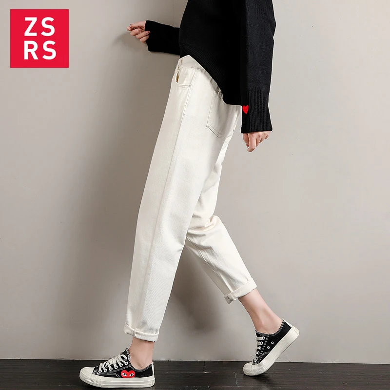 

Zsrs white jean woman mom jeans pants boyfriend jeans for women with high waist push up large size ladies jeans denim 2xl 2019