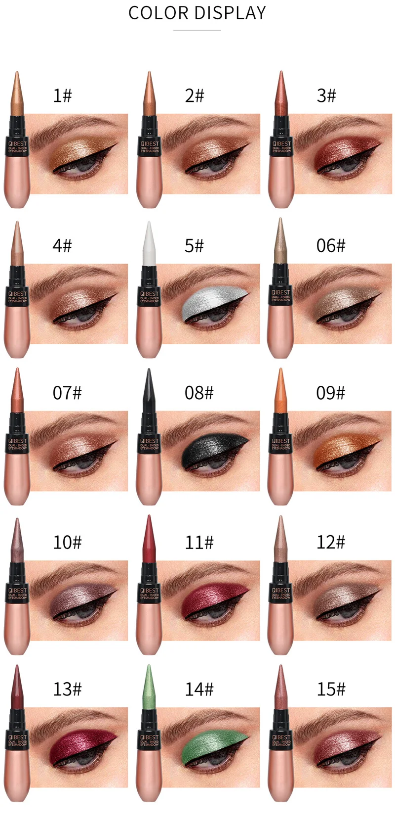 2 in 1 Eyes Makeup Eye Shadow+ Liner Combination Waterproof Shimmer Eyeshadow Cream Stick Make up Black Eye Liner Pencil Kit