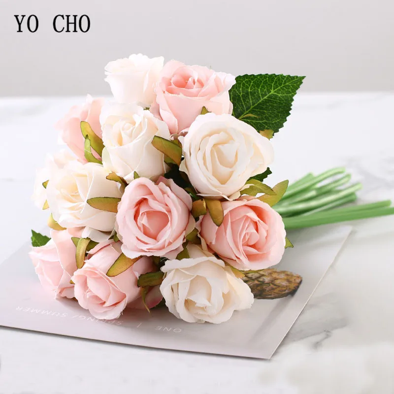 Bridesmaid wedding bouquet roses artificial flower  (7)(1)