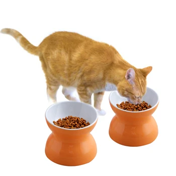 

Stable Round Feeder Food Dish Dog Drinking Easy Clean Pet Feeding Colorful Supplies Cat Bowl Puppy Ceramic Raised Water