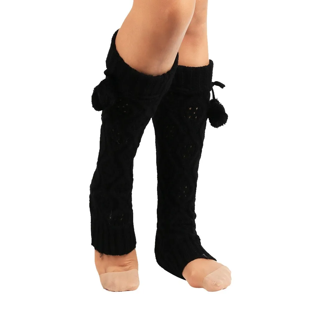 Женские зимние теплые эластичные вязаные носки; гетры; сезон осень-зима; однотонные Вязаные гольфы; calcetines mujer - Цвет: Black