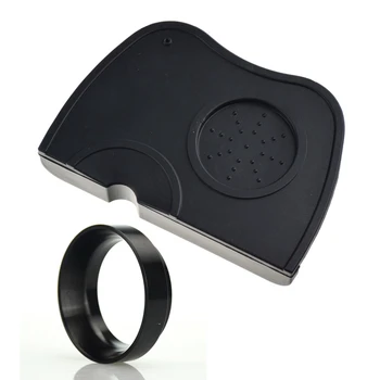 

1 Pcs Aluminum Idr ligent Dosing Ring Black & 1 Pcs Espresso Anti-Tamper Pad Rubber Anti-Skid Safety Corner Pad