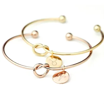

12 Constellation Charm Bracelets Gold Color Disc Zodiac Signs Knot Heart Bangle for Women jewelry Gift
