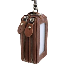 Повседневный Кошелек для ключей из искусственной кожи, новинка, модная разноцветная ретро сумка для ключей с двойной молнией, винтажная мужская сумка для ключей от машины, высокое качество, чехлы для ключей