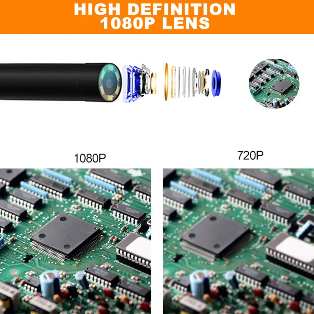 Труба телефото эндоскоп 2 млн водонепроницаемый беспроводной Wifi Hd 1080P Android для Apple мобильный телефон эндоскоп