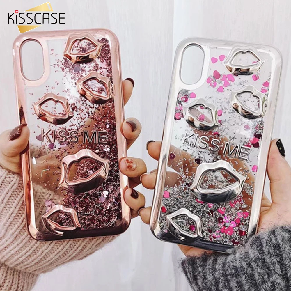 KISSCASE Quicksand Lips Glossy Case For Samsung S10 Back Cover Soft TPU Phone Lite Plus Fundas Coque |