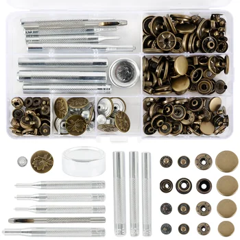 

40 Set 4 Sizes Leather Rivets Single Cap Rivet Tubular Metal Studs With 9 Pieces Fixing Tool For Diy Leather Craft, Rivets Rep