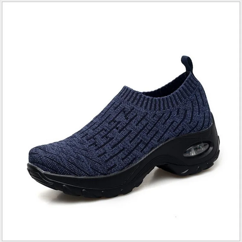 2021 Women Running Walking Shoes Hot Spring New Mesh Breathable Mesh Casual Shoes Soft Platform Slip On Loafers Sock Sneakers