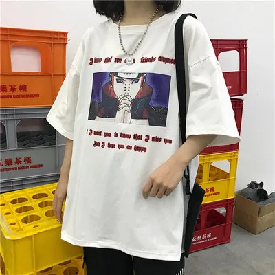 Bai5 Harajuku Мужская футболка Наруто Саске боль крутая печать унисекс короткий рукав футболки уличная японская аниме забавная Футболка с принтом - Цвет: Bai5