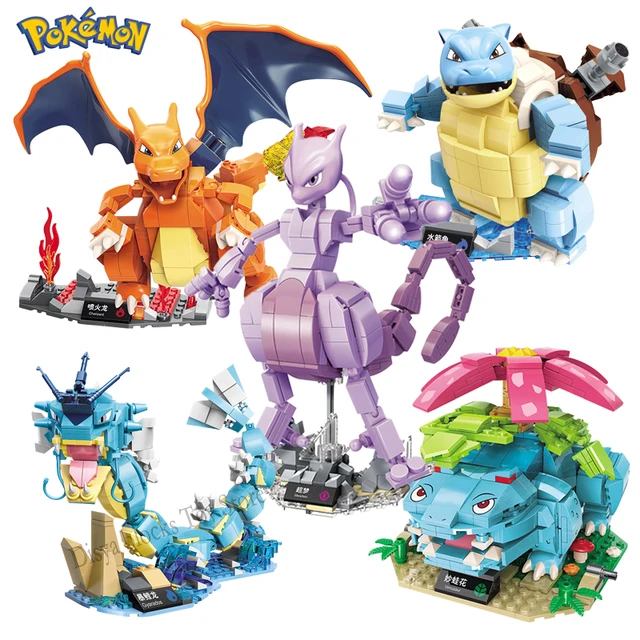 2021 NEW Classic Anime Pokemon Center House Pikachu Mewtwo Charizard Venusaur Building Blocks Bricks Sets Model DIY Toy For Gift