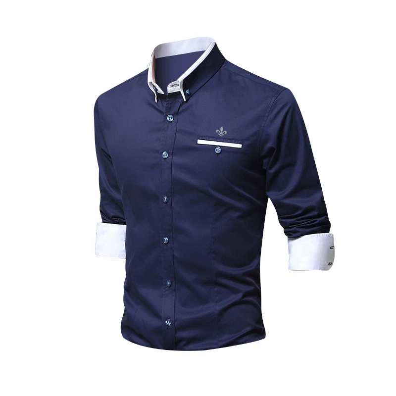 Карманный модный Blusa Camisa Social Masculina Dudalina рубашка с длинным рукавом Slim Fit Мужская одежда с цветочным принтом пуловер Белый мужской холодный