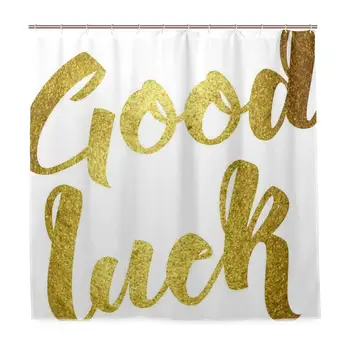 

Good Luck Wish Note Hand Written Lettering Greeting Card Concept Work of Shower Curtain 60x72 Inch, Home Decorative Polyester