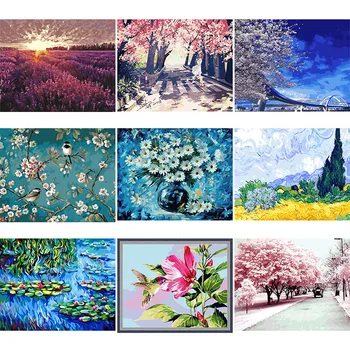 

natural scenery Picture Painting By Numbers Flowers Hand Painted Oil Canvas Paintings Wall Pictures wall decorations bed room