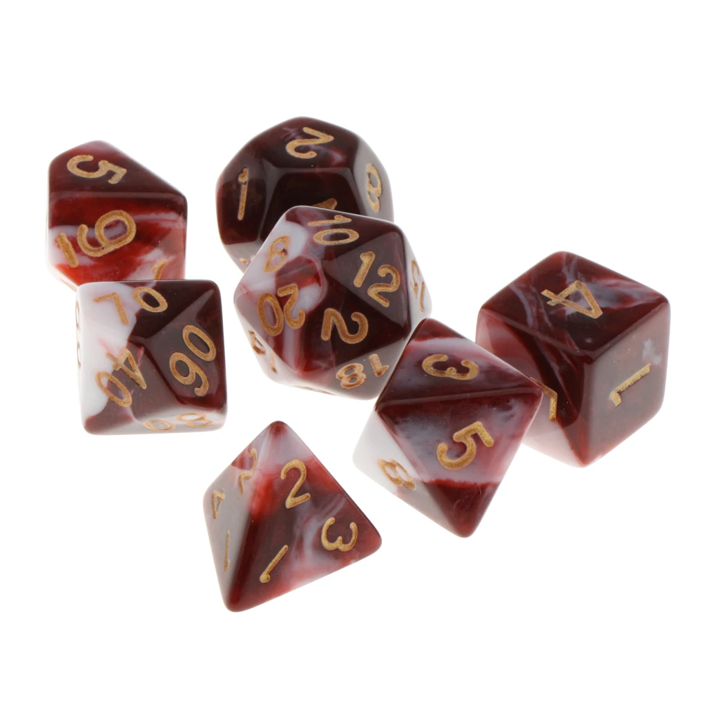 Pack of 7 Polyhedral Dices Table Board Games Party KTV for Dungeon and Dragons Polyhedral Dice Games DND Dice Set Kids Math Toys