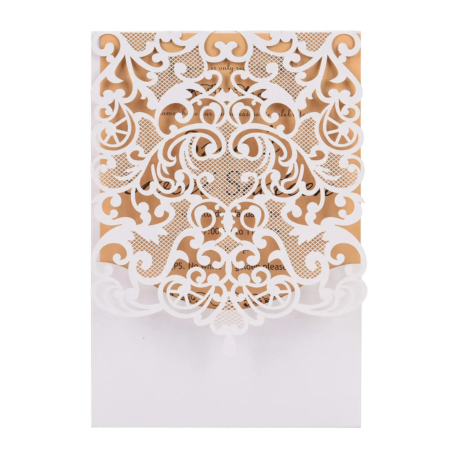  20Pcs Wedding Invitation Cards -Cut Gold Foil and Floral Design Invitation Pockets for Bridal Showe - 4000231975614