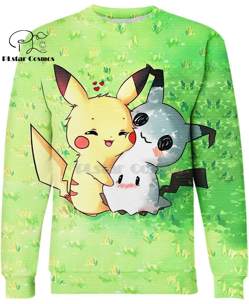 PLstar Космос Покемон из японского аниме Mimikyu и Пикачу Милые 3d толстовки/Толстовка зима осень Забавный Harajuku уличная одежда
