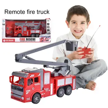 

High Quality RC Fire Truck 4-channel Remote Control Manual Ladder Fire Engine Vehicles Toy Cars With Lights For Children