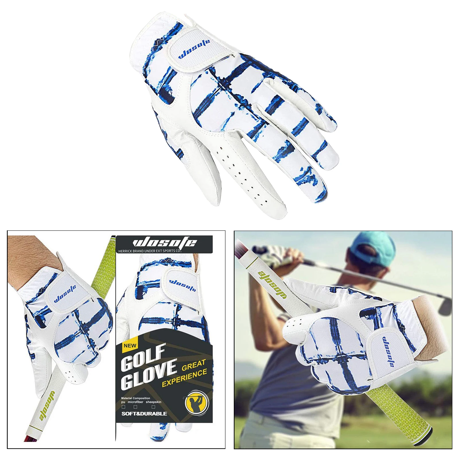 Gants de Golf en cuir pour hommes, haut de gamme, pour gaucher, mode colorée, zéro frottement, pour gaucher