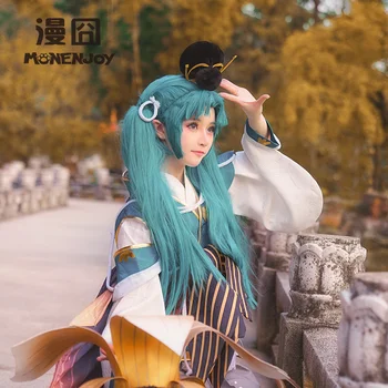 

Onmyoji Cosplay Wig Synthetic Hair Perucas Halloween Costume Party Play Wigs With Double Long Ponytails High Temperature