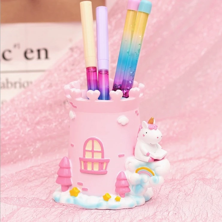 

Cute INS Style Cartoon Unicorn Pen Holder High Quality Resin Pencil Holder Desk Organizer Room Decoration For Kid Girl Xmas Gift