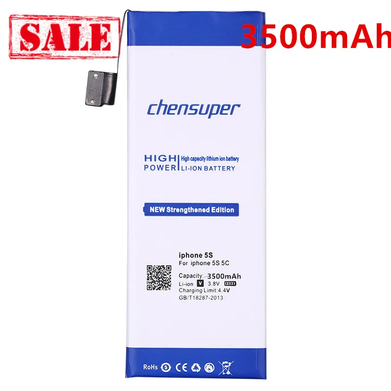 Chensuper 2020 100% Nuova Batteria Da 3500Mah Per Iphone 5S Per Iphone5S Per Iphone 5C Per Iphone5C Adesivo Strumenti Gratuiti