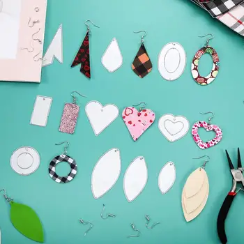 

Craft Metal Cutting Dies 16PCS Earring teardrop leaf Die Cuts for Leather Earrings Scrapbooking Stencil Paper Cards Crafts