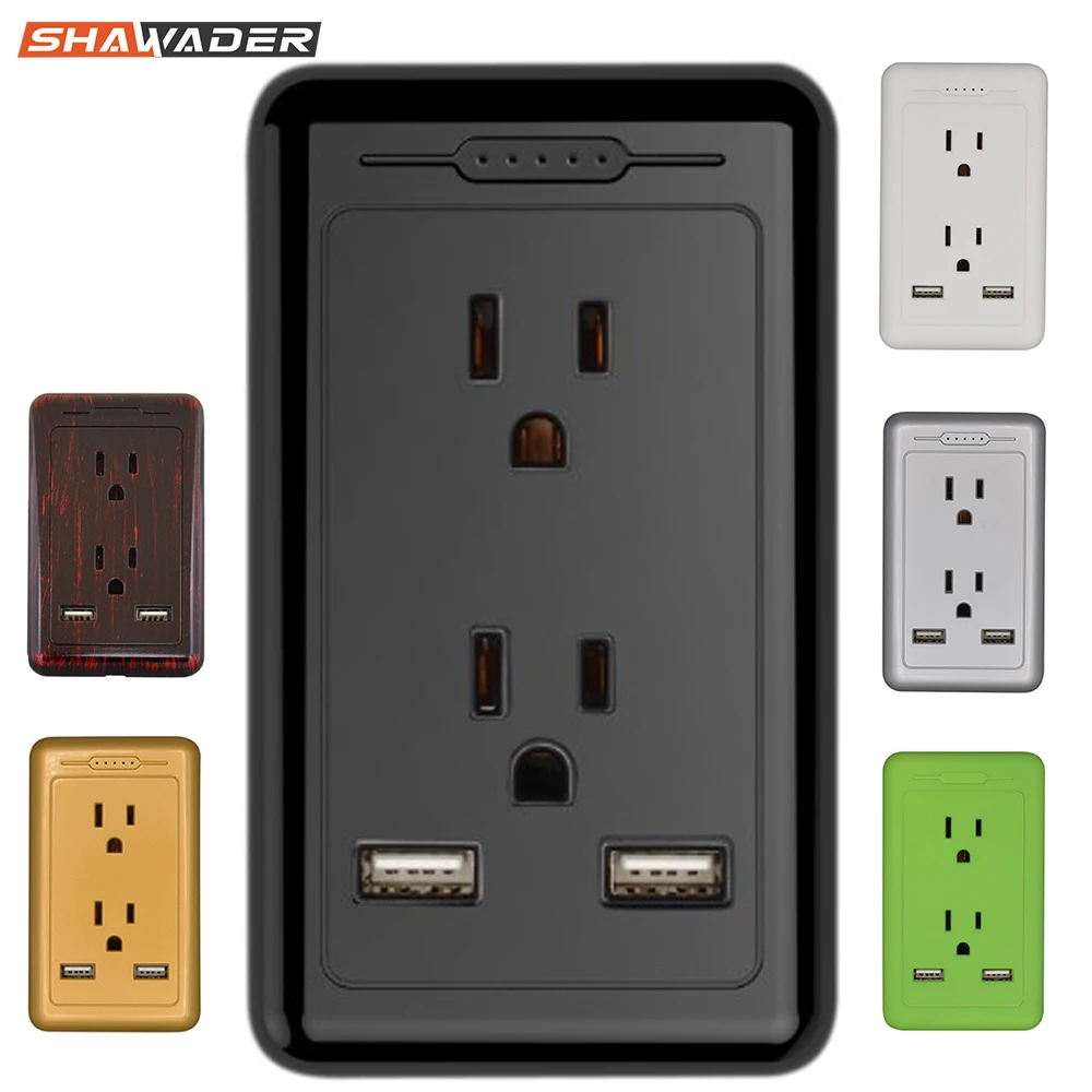 

US Wall Plates Outlet with Dual USB Charger Electrical Socket 15A Tamper Resistant Duplex Receptacle UL listed Home Improvement