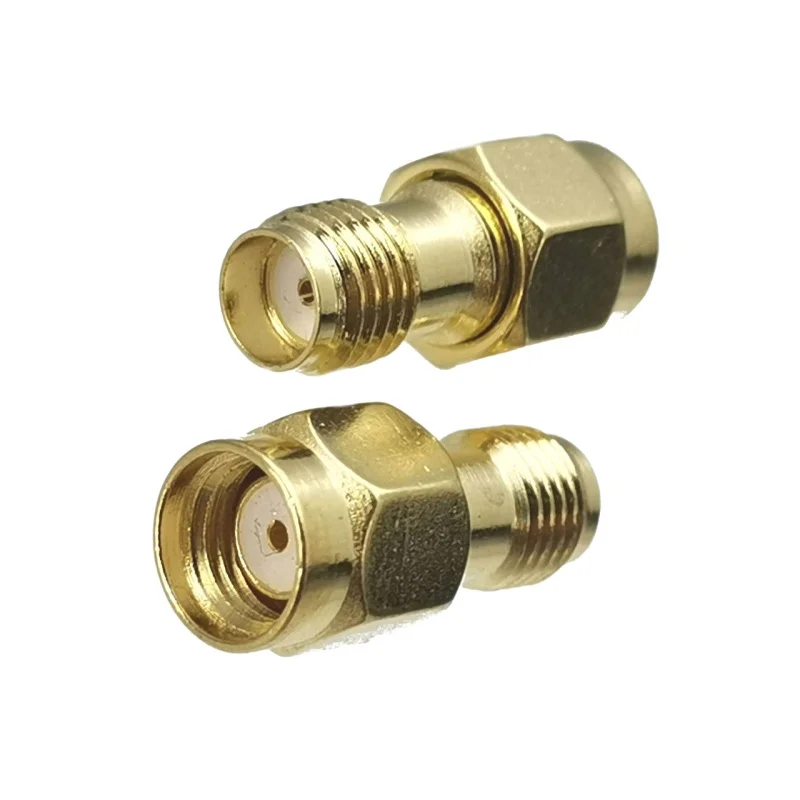 Adaptador de conector de 1 pieza SMA a RPSMA, conector macho y hembra, convertidor Coaxial de RF recta, nuevo de latón