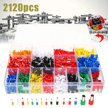 

2120pcs Copper Crimp Connector Insulated Cord Pin End Terminals Kit 22AWG-5AWG End Wire Connector Electrical Crimp Terminator