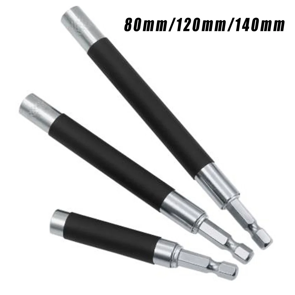 80mm/120mm/140mm 1/4" Screwdriver Bars Hex Shank Sleeve Extension Guide