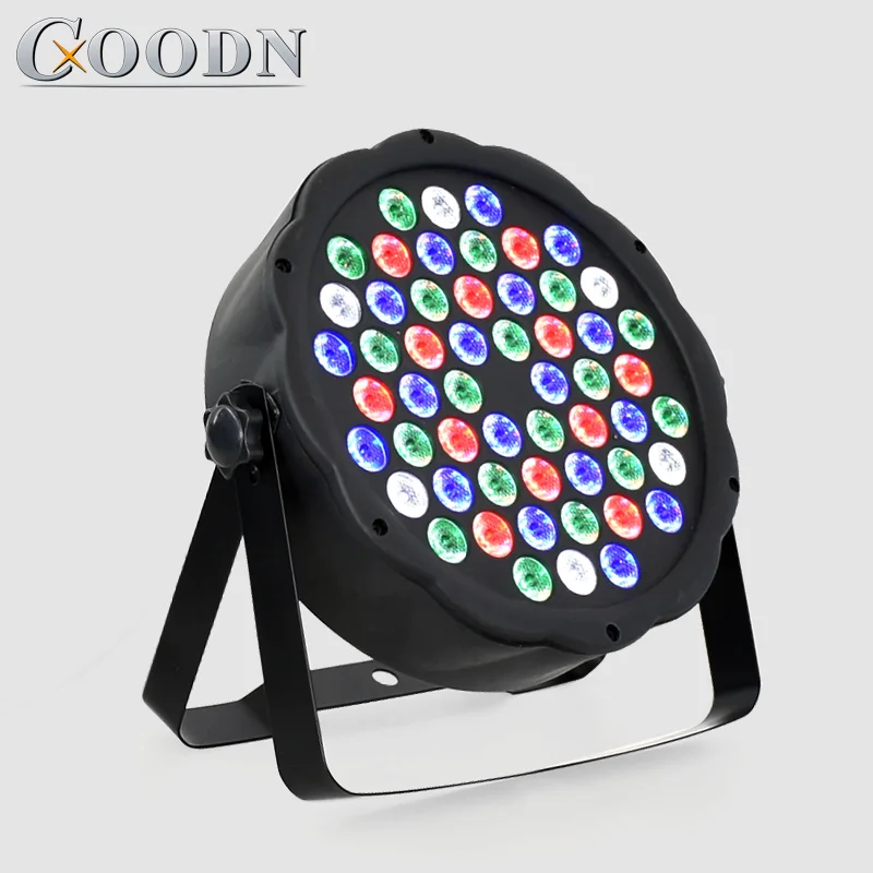 

LED Flat Par 54x3W RGBW Color Lighting Strobe DMX For Disco DJ Music Party Club Dance Floor Bar