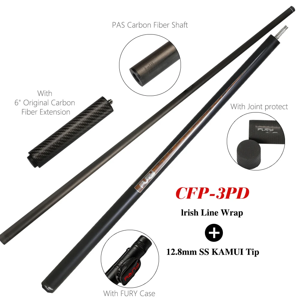 CFP-3PD(12.8mm Line) Горячая FURY Billiard черная технология бильярдный кий углеродное волокно tecnology вал бийлар Кий набор Профессиональный с удлинителем - Цвет: CFP-3PD(12.8mm Line)