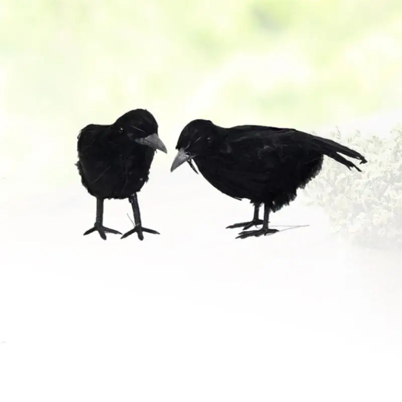 2шт Ворон реквизит Имитация Черного пера украшение на Хэллоуин птица игрушка ворона декор для полки садовый стул дерево пень